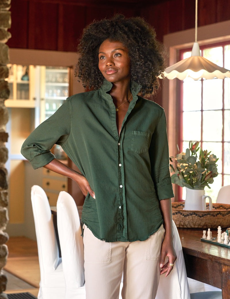 Eileen Button-Up Shirt-Vintage Green Denim