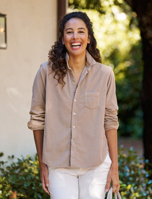 Eileen Button-Up Italian Corduroy Shirt - Fawn