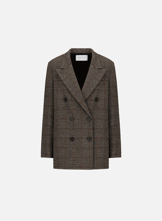 Slouchy Plaid Peacoat in Loro Piana Wool