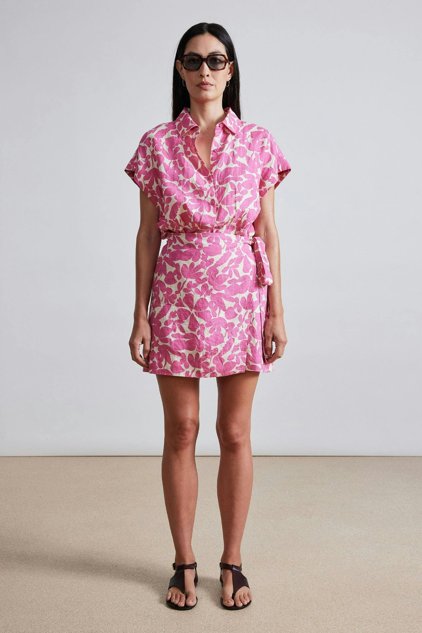 Catania Wrap Mini Dress- Pink Burst Floral