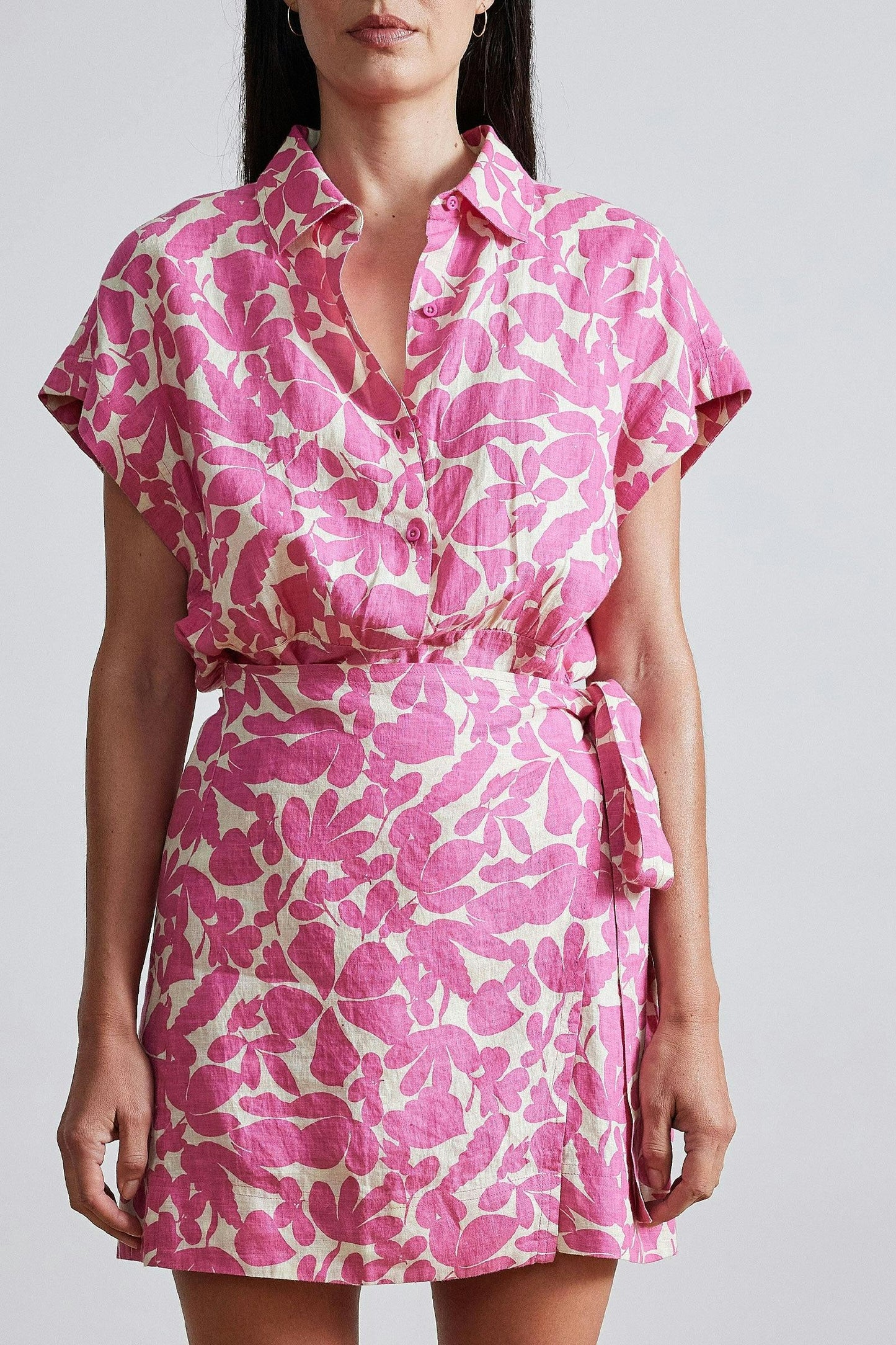 Catania Wrap Mini Dress- Pink Burst Floral